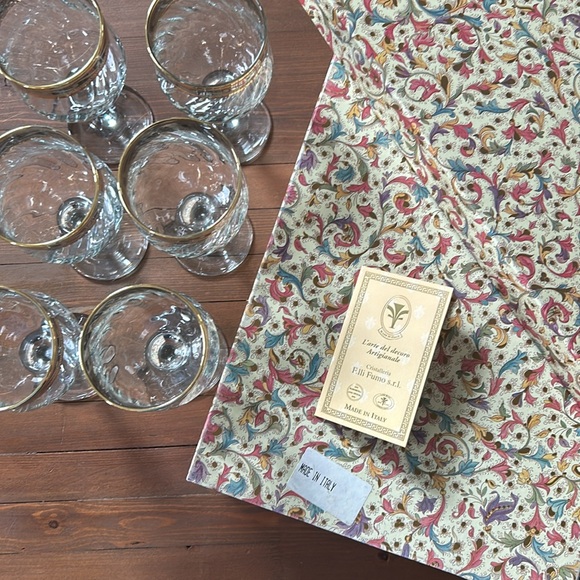 Cristalleria F.LLi Fumo Gold Trim Wine Glasses - Set of 6 in Box - Picture 13 of 17